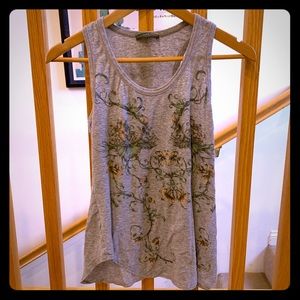 Alexander McQueen Floral Skull Tank in Gray